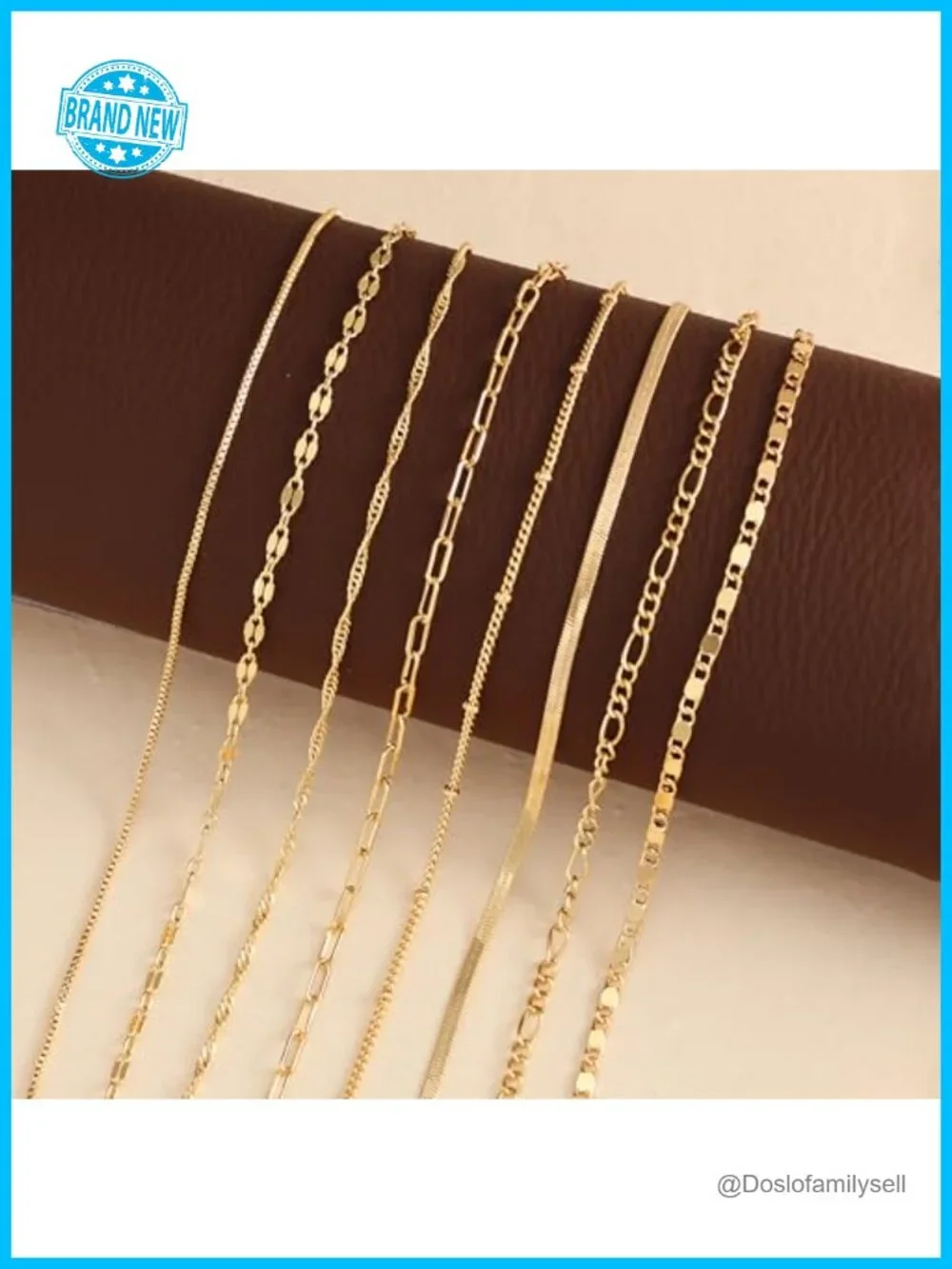 Dainty Stack 14K Gold Plated Sterling Silver Chain Bracelets Set Adjustable